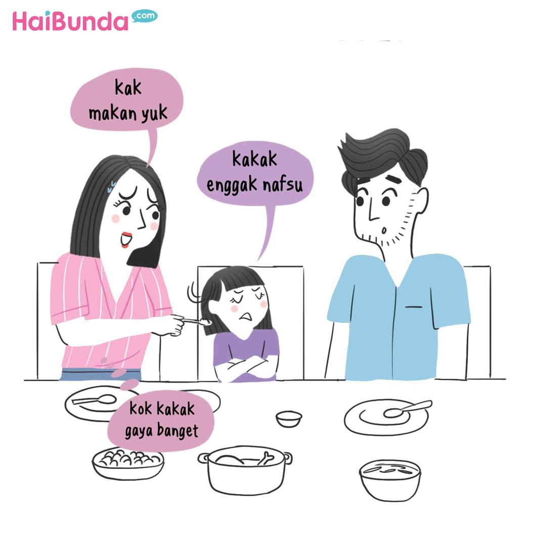Bunda sedih karena kakak lagi Gerakan Tutup Mulut (GTM) nih. Kakak jadi kurusan.