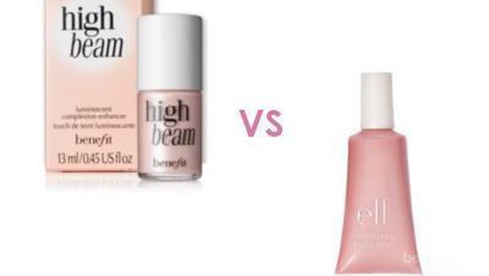 Pilih Mana: Benefit High Beam Liquid Highlighter VS Elf Shimmering Facial Whip
