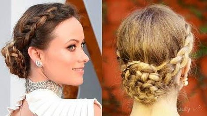 Tutorial Double Dutch Braided Bun Updo ala Olivia Wilde di Oscar 2016