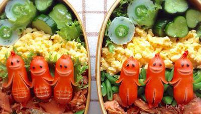 Sousejin, Menghias Makanan dengan Sosis Berwajah Manusia