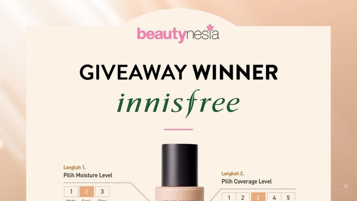 [GIVEAWAY ALERT] 15 Pemenang Beautynesia Giveaway Berhadiah My Foundation Innisfree Gratis