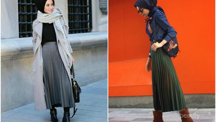 Ingin Catchy dan Kekinian di Tahun 2017? Intip Nih Rok Plisket untuk Hijabers yang Hits Banget