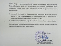 15 Siswa Surabaya Diminta Istirahat di Rumah Setelah Pulang dari Eropa
