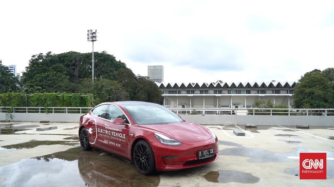 Lampu belakang mobil Tesla mengalami masalah pada perangkat lunak sehingga menyala tidak konstan.