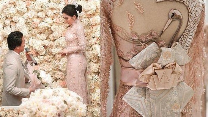 Mengintip Busana Lamaran Syahrini dan Reino Barack, Kebaya Cantik dengan Lambang Burung