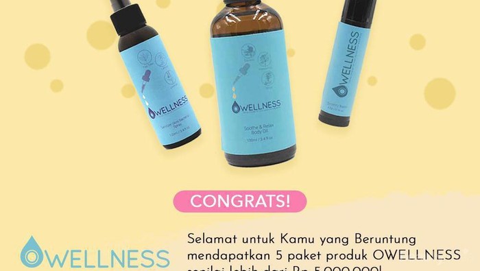 [GIVEAWAY ALERT] 5 Pemenang Giveaway Owellness! Intip Disini Yuk Ladies!