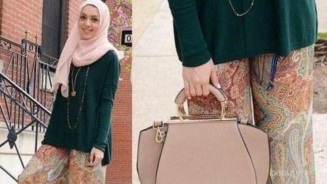 Padu Padan Celana  Kulot  Batik dan Hijab Ini Cantik Banget 