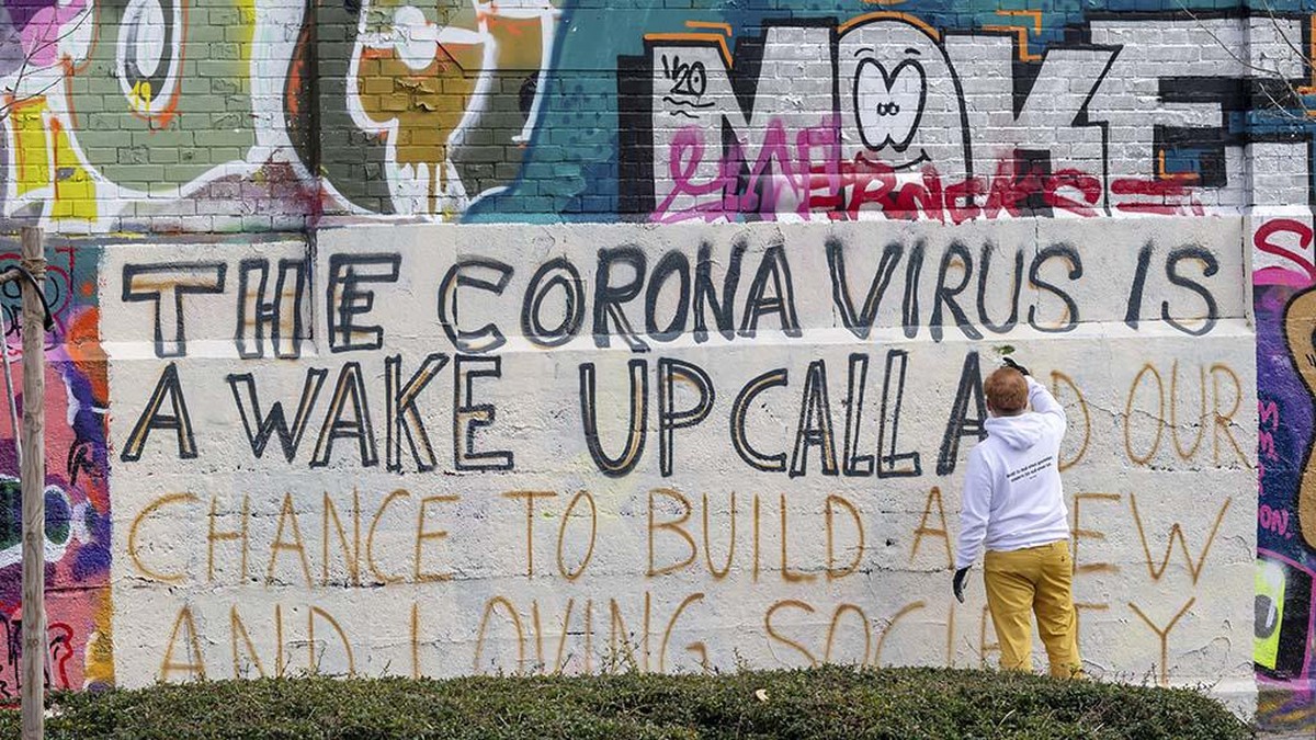 FOTO: Virus Corona dalam Goresan Seni Jalanan