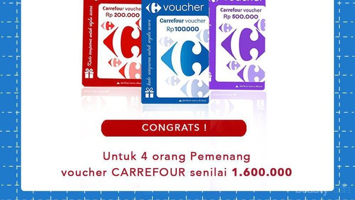 [GIVEAWAY ALERT] 4 Pemenang Giveaway Beautynesia Giveaway Carrefour Shopping Voucher! Intip Disini Ya Ladies!