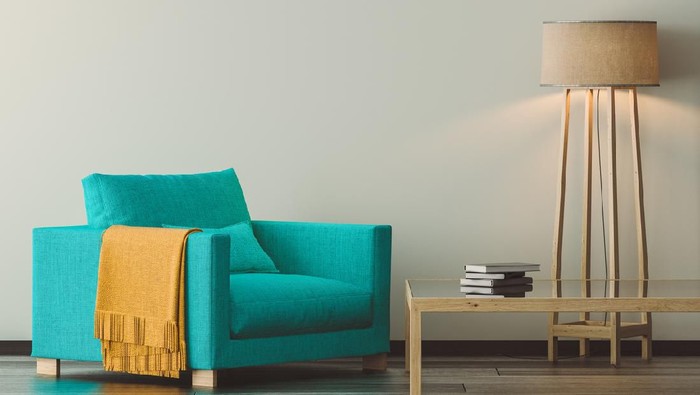 3D render image of interior design. Scandinavian style living room.