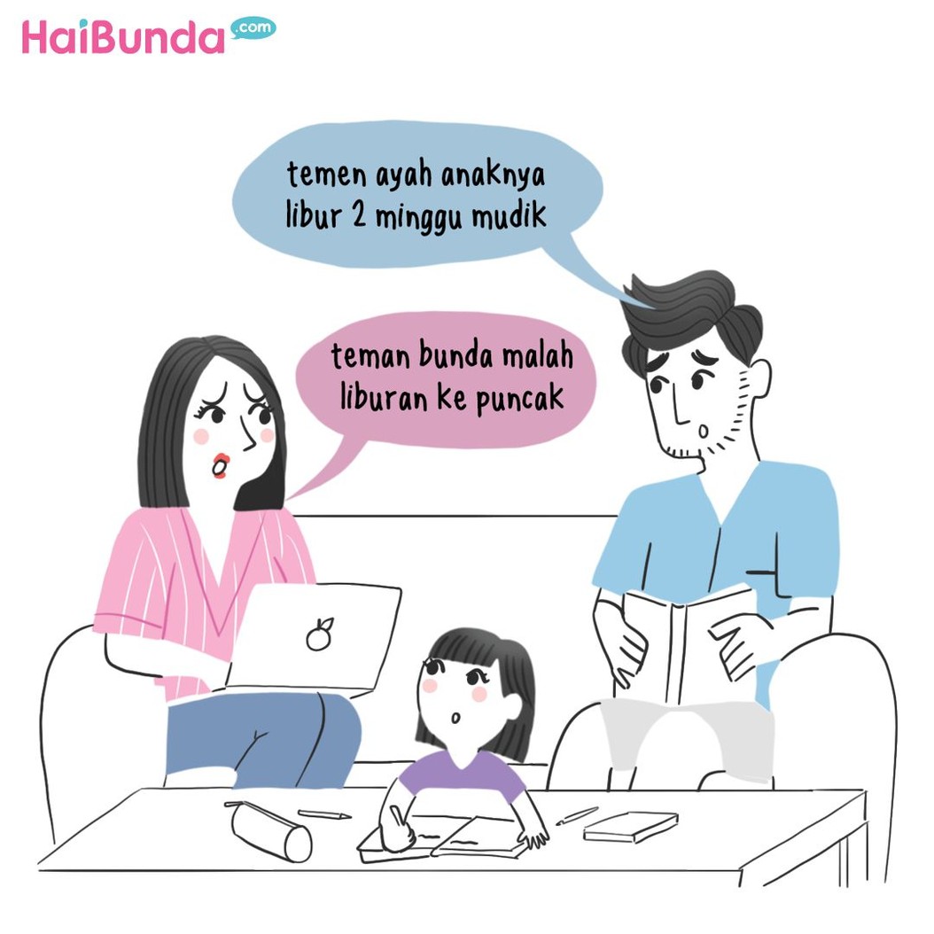 Mulai dari masker sampai stok makanan terkait virus corona dialami Bunda, Kakak, dan Ayah di komik ini.