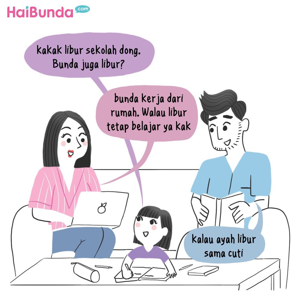 Mulai dari masker sampai stok makanan terkait virus corona dialami Bunda, Kakak, dan Ayah di komik ini.