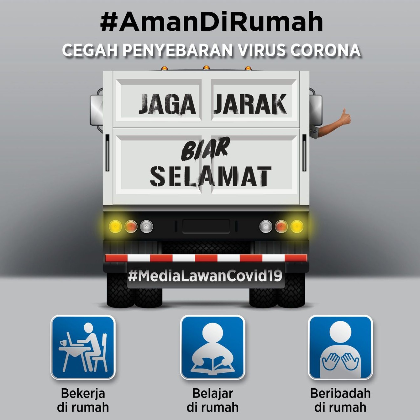 Bunda, yuk kita cegah penyebaran virus corona COVID-19 dengan 3B, yakni bekerja, belajar, dan beribadah di rumah. Jangan lupa jaga jarak biar selamat.