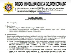 Tangkal Corona, PHDI Blitar Tiadakan Sembahyang Bersama Peringati Nyepi