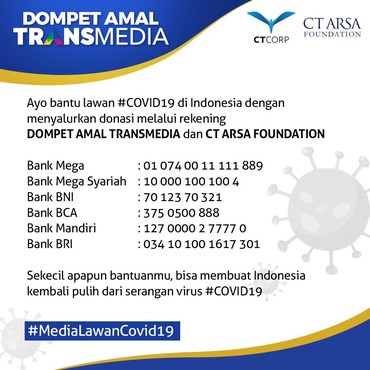 Transmedia dan CT ARSA Galang Donasi untuk Lawan Corona