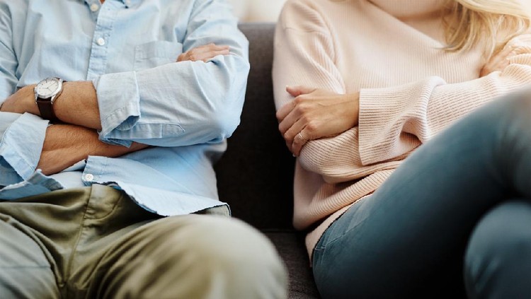 Jealousy, cheating or infidelity in relationship concept. Sad upset couple. No trust. Jealous wife or cheating husband. Married man and woman fighting. Silent treatment and communication problem.
