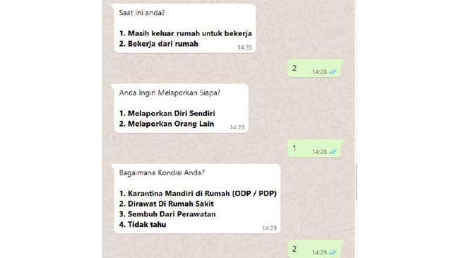 Chatbot Lapor Warga RI Terpapar Corona Sudah Ada di Whatsapp