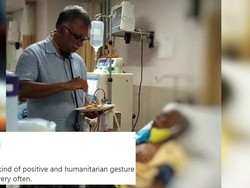 Mulia! Dokter Ini Suapi Makanan ke Pasien yang Tak Bisa Dikunjungi Keluarganya