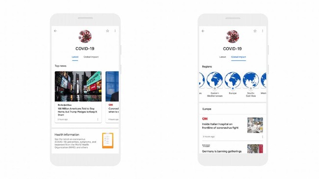 Google meluncurkan pusat (hub) berita virus corona Covid-19 di Google News demi memberikan informasi valid kepada masyarakat.