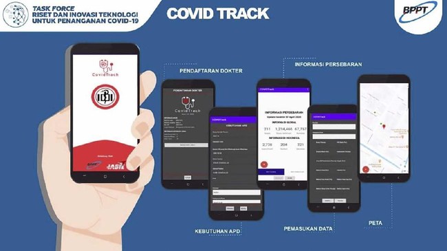Aplikasi Covid Track dibuat BPPT khusus untuk melindungi tenaga medis di Indonesia dari potensi terkena paparan virus corona.