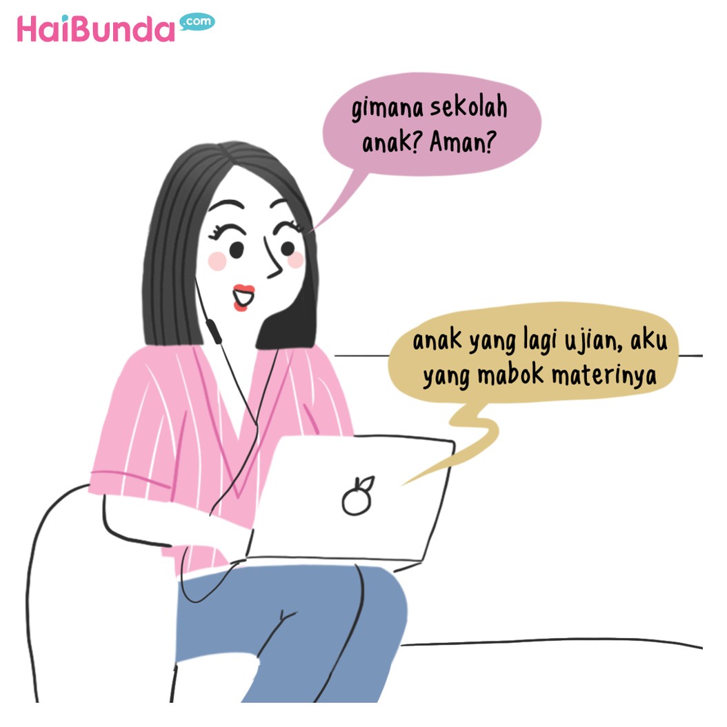 Beginilah drama saat anak harus ujian dari rumah karena pandemi corona. Bunda jadi ikut mumet.