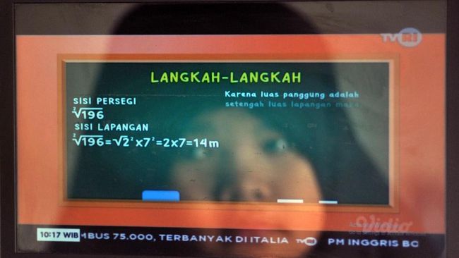 Refleksi seorang murid sekolah dasar (SD) belajar melalui siaran streaming TVRI di rumahnya, di Padang, Sumatera Barat, Senin (13/4/2020). Kemendikbud resmi meluncurkan program 