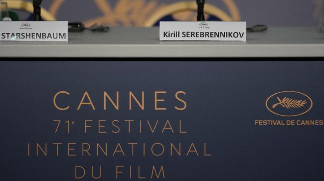 A picture taken on May 12, 2015, shows the festival's logo on the eve of the 68th Cannes Film Fes tival in Cannes, southeastern France.  AFP PHOTO / LOIC VENANCE (Photo by LOIC VENANCE / AFP)