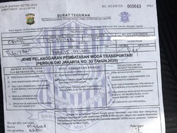 Ini Blangko Teguran bagi Pelanggar Pembatasan Transportasi PSBB DKI