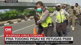 VIDEO: Tolak Pakai Masker, Pria Todong Pisau ke Petugas PSBB