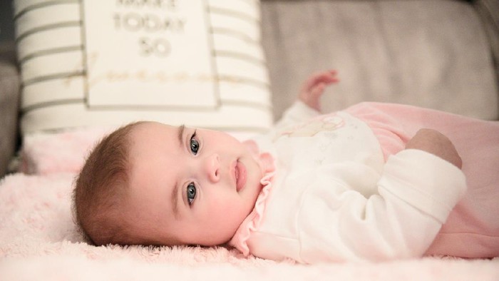 Happy baby girl. Happy little princess.