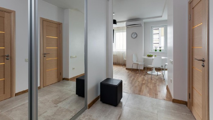 Bright small cozy room with sophisticated decorations