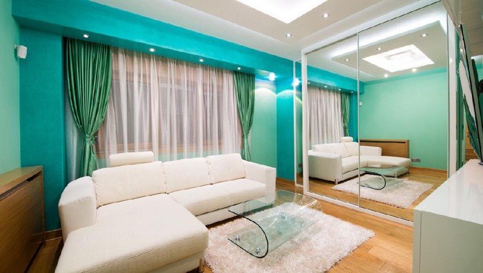 Bright small cozy room with sophisticated decorations