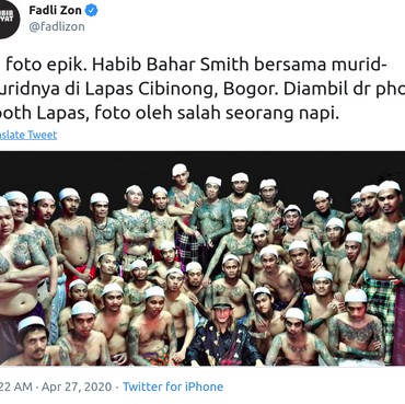 Heboh Foto Habib Bahar Dikelilingi Napi Bertato, Kalapas: Itu Foto Lama