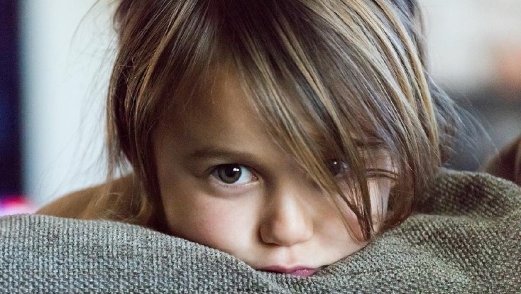 caucasian little girl very upset