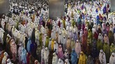 Ramadan Di Masjid Istiqlal Yang Sunyi Kala Pandemi Foto kolase suasana Shalat Tarawih berjamaah di Masjid Istiqlal sebelum adanya wabah COVID-19 (kiri) dan Suasana sepi di Masjid Istiqlal Jakarta, Kamis (23/4/2020). Selama masa Pembatasan Sosial Berskala Besar (PSBB) Masjid Istiqlal ditutup untuk umum sehingga tidak menggelar Shalat Tarawih dan aktivitas lainnya pada bulan Ramadhan 1441 Hijriah. ANTARA FOTO/Hafidz Mubarak A/aww.