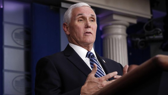 Vice President Mike Pence speaks about the coronavirus in the James Brady Press Briefing Room of the White House, Friday, April 24, 2020, in Washington. (AP Photo/Alex Brandon)