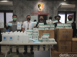 Polisi Surabaya Bongkar Jual Beli Masker Ilegal dan Hand Sanitizer Oplosan