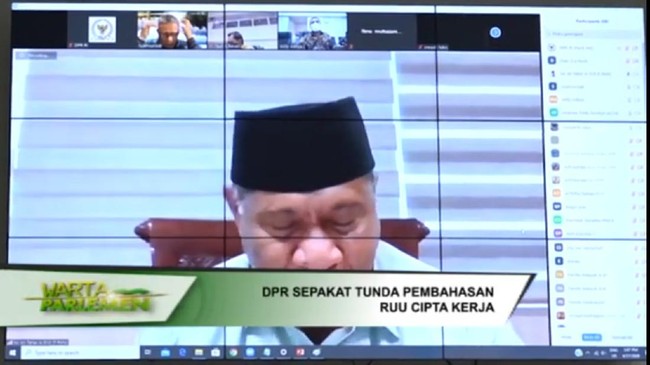 Akun Youtube resmi DPR RI mengumumkan penundaan pembahasan rancangan undang-undang (RUU) Omnibus Law Cipta Kerja lewat video berjudul 