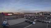 Bioskop Drive In di Apron Bandara Saat Pandemi People sit in their cars watching a movie at a new drive-in cinema on a airport apron area, where the planes take off and land, in Vilnius, Lithuania, as regular theaters are closed due to the coronavirus outbreak on Wednesday, April 29 2020. For the first time in history of the Vilnius airport, a drive-in cinema start has been operating in the airport apron area. For the moment, the airport, which had been growing and adding new destinations, is quiet and waiting for international travel restrictions to be lifted. The drive-in cinema will operate one month, starting on April 29th. (AP Photo/Mindaugas Kulbis)