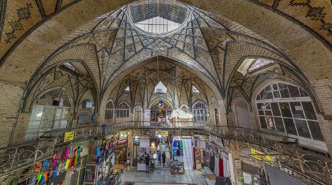 Tehran, Iran - March 28, 2018: Old bazaar with bricked dome, known as Grand Bazaar, in Tehran, Iran.