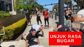 VIDEO: Demonstran Gelar Aksi Dengan Ush Up Dan Squat Jump