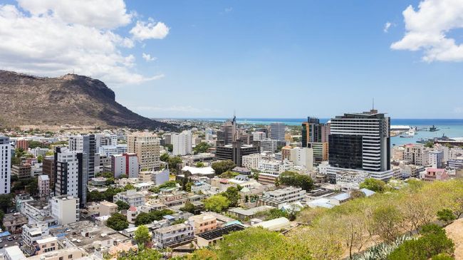 Mauritius The city of Port Louis viewed from the fort Adelaide along the Indian Ocean in Mauritius capital city