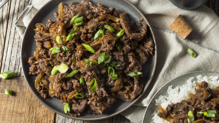 Homemade Barbecue Korean Beef Bulgogi with White Rice