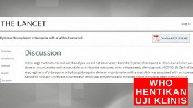 VIDEO: WHO Hentikan Uji Coba Hydroxychloroquine