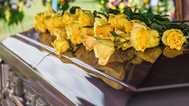 Casket in funeral service