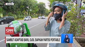 VIDEO: Sambut Adaptasi Baru, Ojol Siapkan Partisi Portable