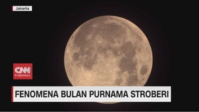 VIDEO: Pesona Bulan Purnama Stroberi di Langit Jakarta