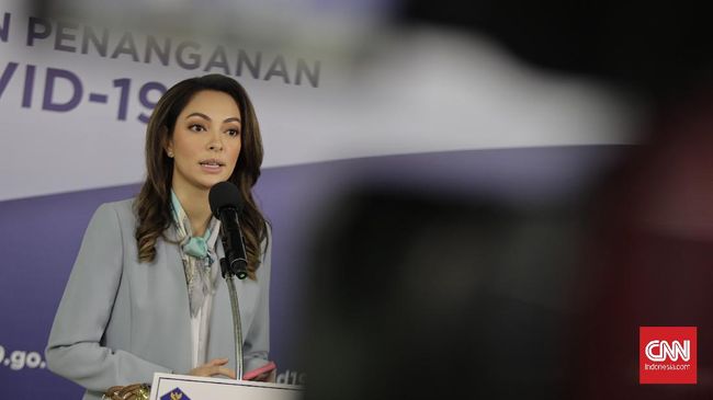 Juri Bicara Pemerintah Untuk Covid-19, Reisa Broto Asmoro saat memberikan keterangan di BNPB. Jakarta, Rabu, 10 Juni 2020.