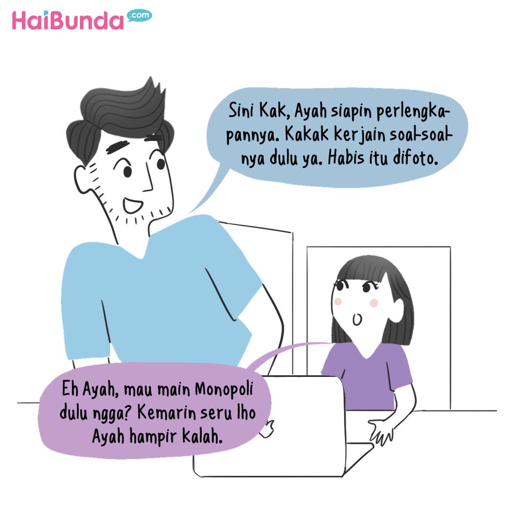 Bubun pusing si Kakak enggak disiplin ujian dari rumah.