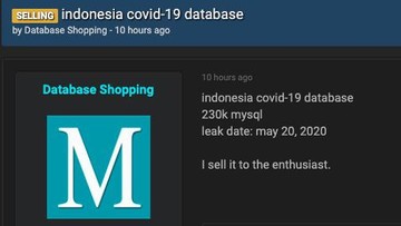 230 Ribu Data Pasien Covid-19 Indonesia Dijual di Forum Hacker